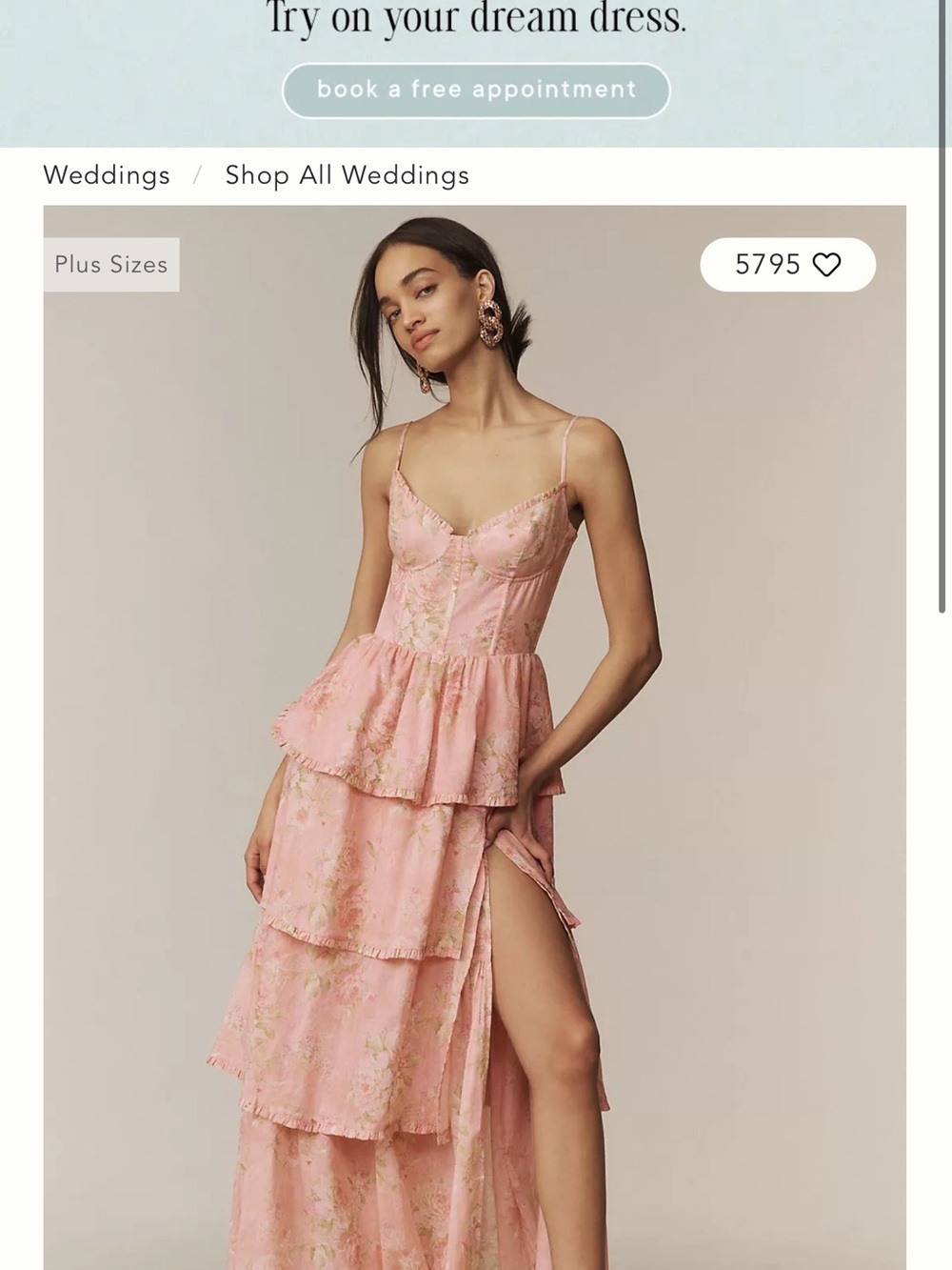 Romantic Pink Tiered Lace Maxi Dress